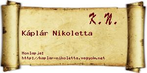 Káplár Nikoletta névjegykártya