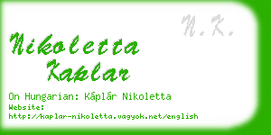 nikoletta kaplar business card