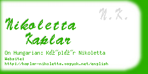 nikoletta kaplar business card